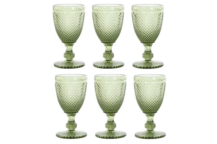 PC-207942_2 COPA SET 6 CRISTAL 240ML, GRABADO VERDE - Imagen 1