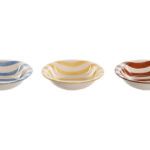 PLATO LOZA 21,5X21,5X5,5 RAYAS 3 COLORES