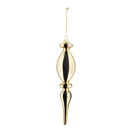 Conos de vidrio para colgar en Navidad Negro, dorado