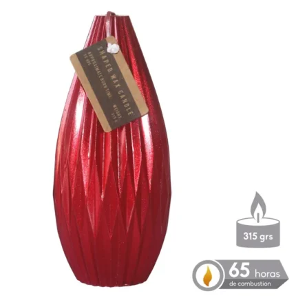 VELA LÁGRIMA ROJO METÁLICO NAVIDAD