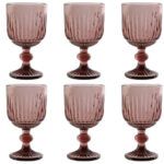 COPA SET 6 CRISTAL 260ML RAYADO ROSA
