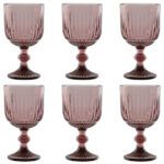 COPA SET 6 CRISTAL 380ML RAYADO ROSA