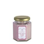 Vela de cera vegetal en tarro pequeño de confitura clásico con aroma a violeta y almizcle