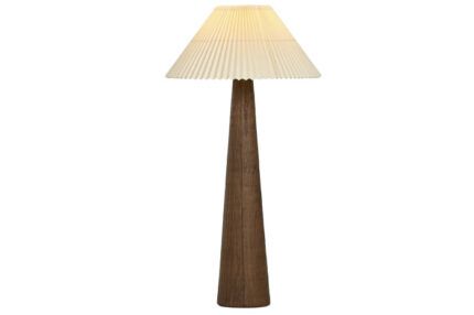 LAMPARA PIE CERAMICA PLISADA MARRÓN
