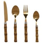 SET 24 CUBERTERIA BAMBU DORADO INOX