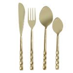 SET 16 CUBERTERIA INOX RELIEVE DORADO