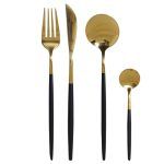CUBERTERIA SET 16 INOX DORADO NEGRO