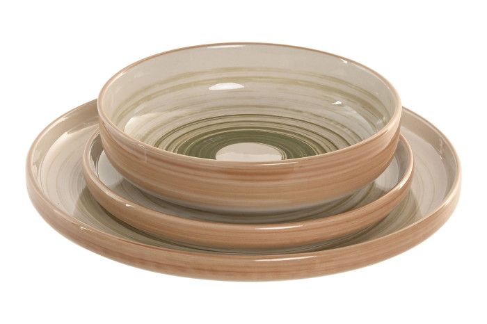 PC-223609 VAJILLA SET 9 GRES RELIEVE VERDE - Imagen 1