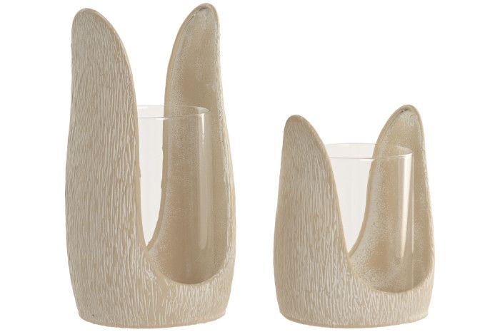 PV-222877 PORTAVELA SET 2 METAL CRISTAL 12,5X12,5X23,5 12X15 - Imagen 1