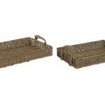 BANDEJA SET 2 SEAGRASS METAL 50X35X15 NATURAL