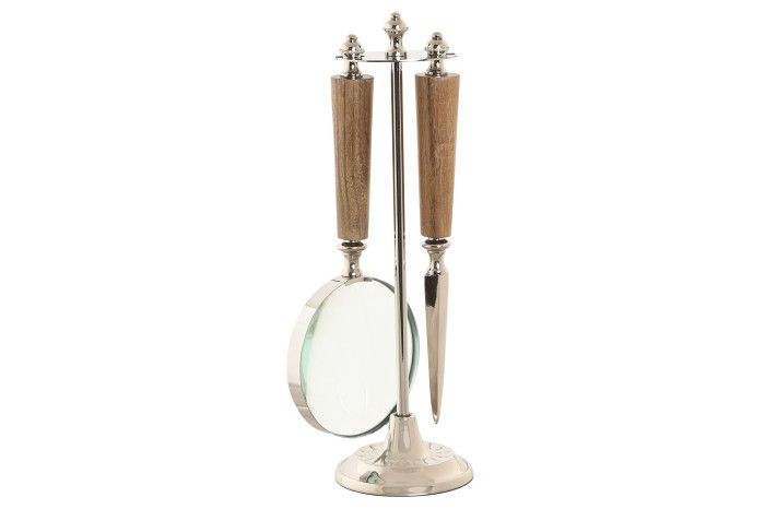 DH-219631 LUPA DE MANO SET 2 ACERO 8X8X30 CON SOPORTE Y ABRECARTAS - Imagen 1