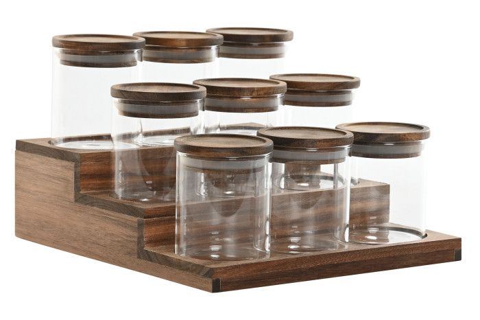 PC-219780 ESPECIERO SET 9 CRISTAL ACACIA 210ML - Imagen 1