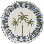 PLATO PORCELANA 27X27X2 PALMERAS AZUL