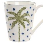 MUG PORCELANA 350ML PALMERAS AZUL