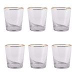 VASO SET 6 CRISTAL RAYADO/DORADO 320ML