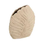 JARRÓN HOJAS CREMA CERÁMICA DECORACIÓN 39 X 40 CM