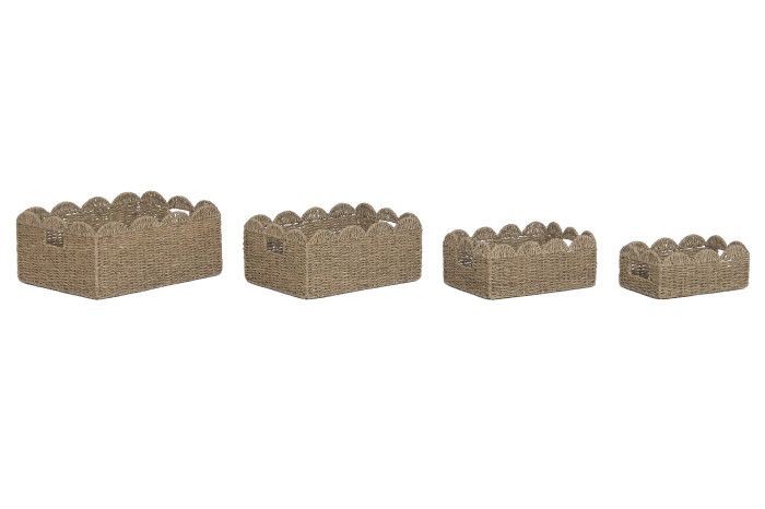 DC-226262 CESTA SET 4 SEAGRASS NATURAL METAL - Imagen 1