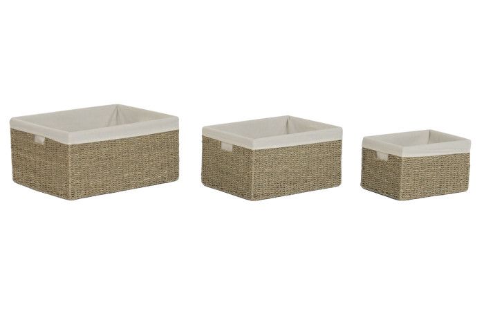 DC-226265 CESTA SET 3 SEAGRASS ALGODON NATURAL - Imagen 1