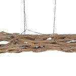 LAMPARA TECHO TECA HIERRO 190X40X40 HECHO A MANO
