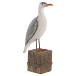 FIGURA PAULOWNIA METAL GAVIOTA BLANCO