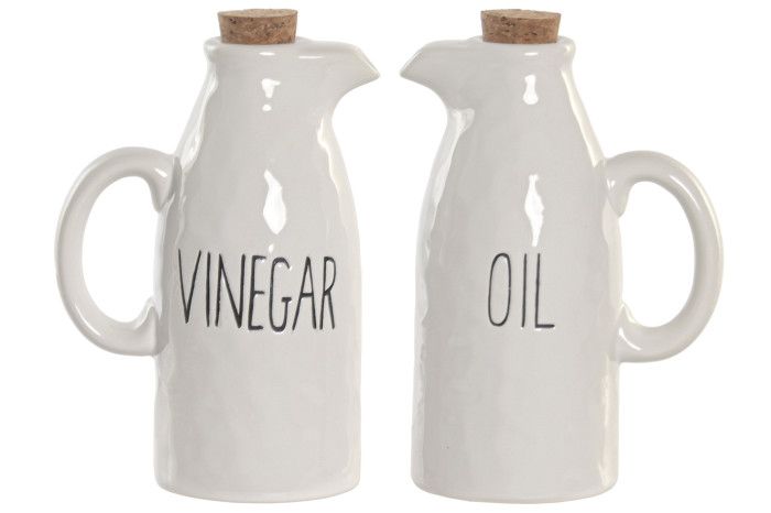 PC-228481 ACEITERA VINAGRERA SET 2 PORCELANA CORCHO - Imagen 1