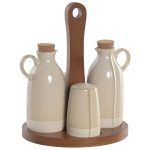 ACEITERA VINAGRERA SET 4 GRES ACACIA