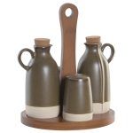 ACEITERA VINAGRERA SET 4 GRES ACACIA