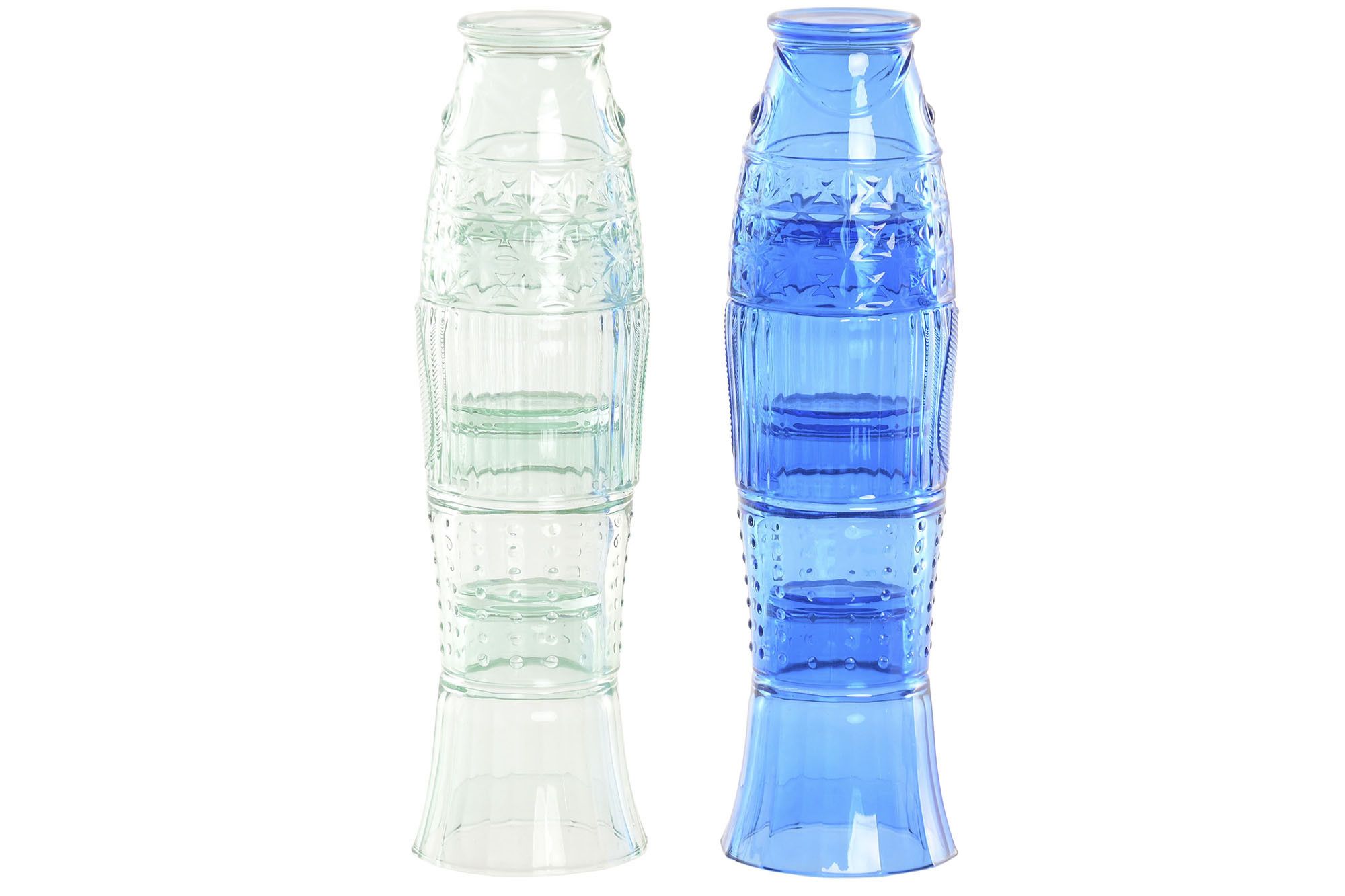 LM-224372 VASO SET 4 CRISTAL 8X8X27 PEZ RELIEVE 2 SURT. - Imagen 1
