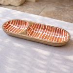 BANDEJA 2 SEPARACIONES 37X15X5 MAD. RAYAS CORAL