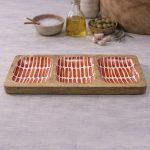 BANDEJA 3 SEPARACIONES 32X13X4 MAD. RAYAS CORAL