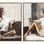 CUADRO LIENZO 80X3.5X80 CHICA VINO