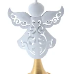 CANDELABRO METAL ANGEL BLANCO 18X10X31 CM.