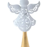 CANDELABRO METAL ANGEL BLANCO 17.5X9.50X50